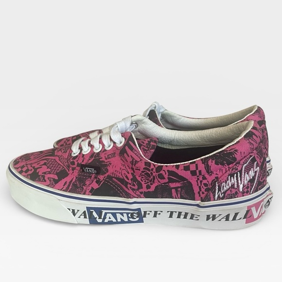 LADY VANS Sneakers Shoes Womens 10 Mens 8.5 Azalea Pink & Black Off Wall Lace Up - Picture 3 of 11